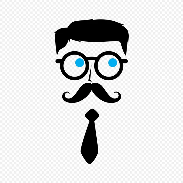 Friki nerd chico con bigote — Archivo Imágenes Vectoriales