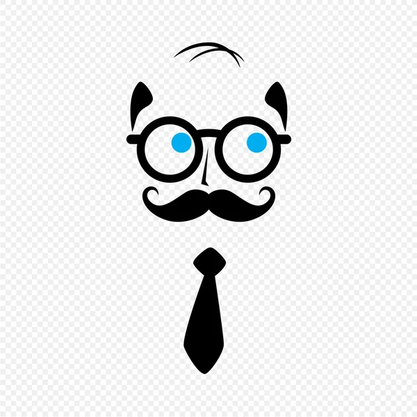 Geek nerd guy with mustache — Stock Vector