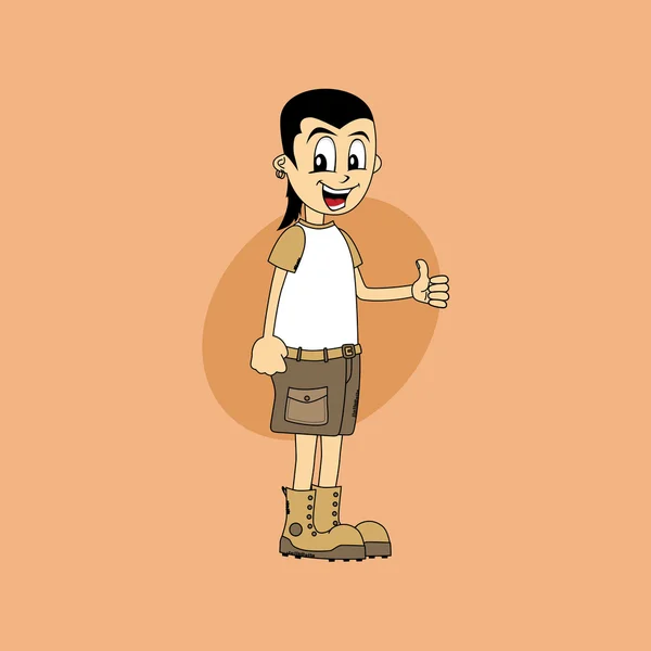 Mannelijke cartoon karakter duim omhoog — Stockvector