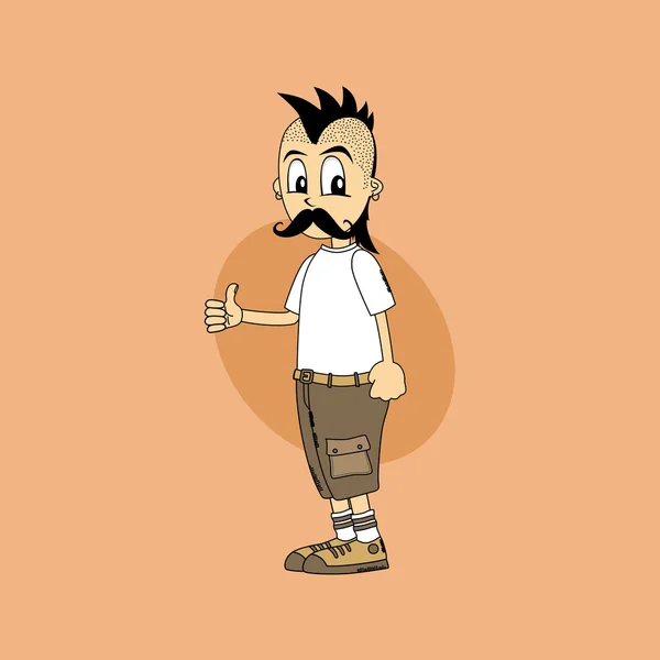 Masculino desenho animado personagem polegar para cima — Vetor de Stock