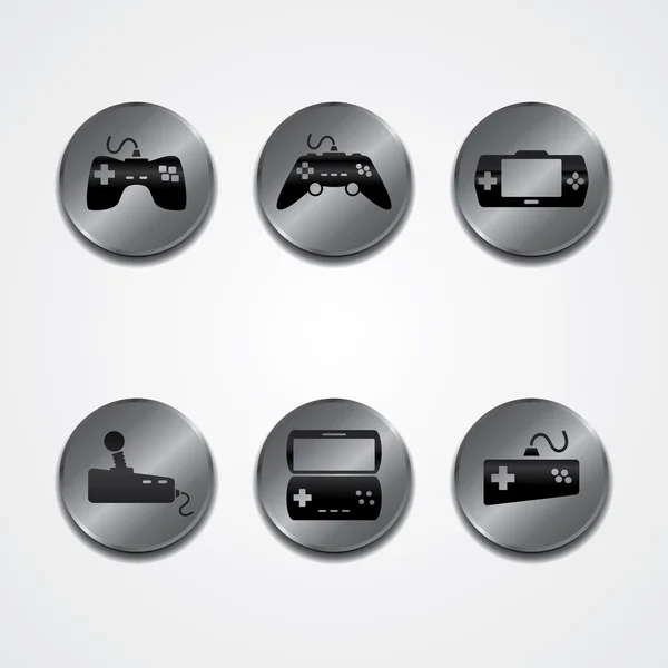Consola de juegos iconos de metal — Vector de stock