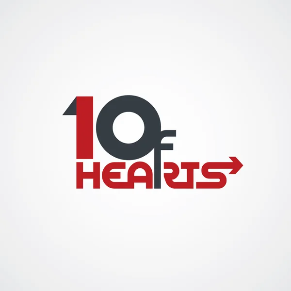 10 of hearts logo — Stock Vector