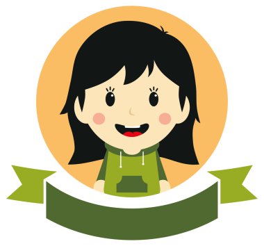 kadın karikatür etiket sanat