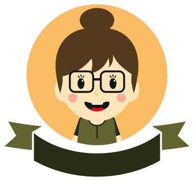 kadın karikatür etiket sanat