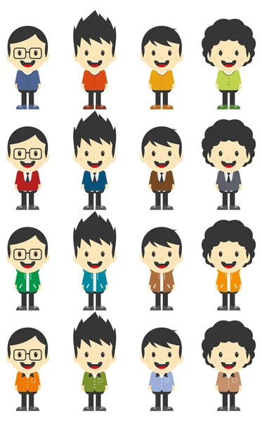 Juego de personajes de dibujos animados Boy — Vector de stock