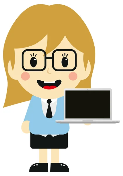 Woman with laptop — Stock Vector