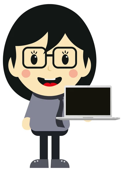 Femme avec ordinateur portable — Image vectorielle