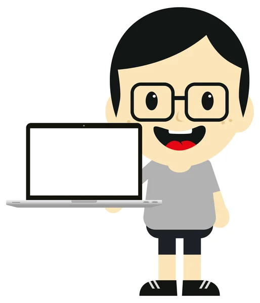 Homme avec ordinateur portable — Image vectorielle
