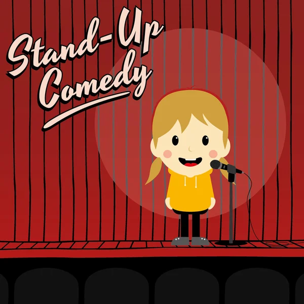 Vrouwelijke stand-up komiek-tekenfilm — Stockvector