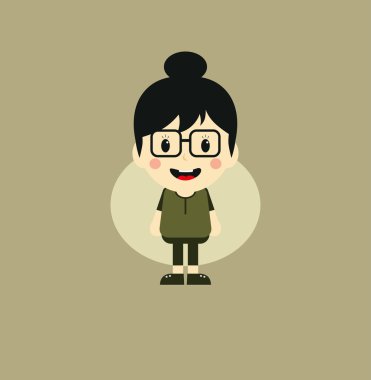 Sevimli kız çizgi film karakteri