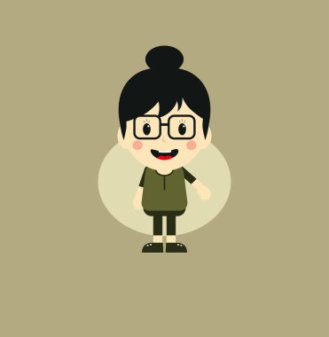 Sevimli kız çizgi film karakteri