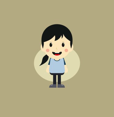 Sevimli kız çizgi film karakteri