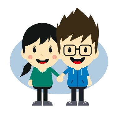 Aşk çift romantik karikatür