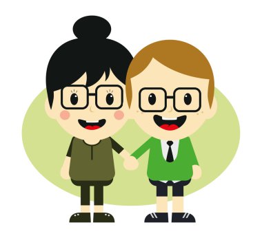 Aşk çift romantik karikatür