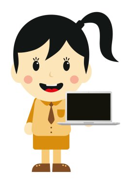 Dizüstü bilgisayar ile işkadını sunu