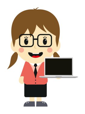 Dizüstü bilgisayar ile işkadını sunu