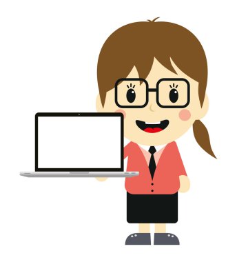 Dizüstü bilgisayar ile işkadını sunu