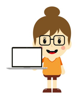 Dizüstü bilgisayar ile işkadını sunu