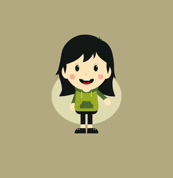 Aranyos lány rajzfilmfigura — Stock Vector
