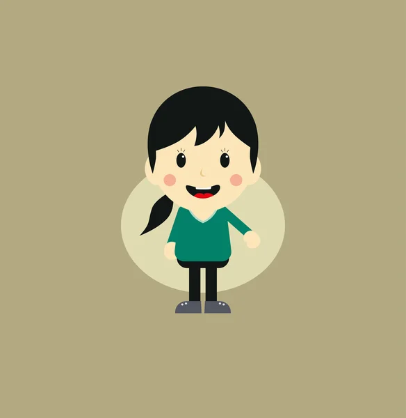 Linda chica personaje de dibujos animados — Vector de stock