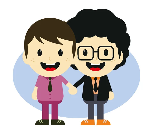 Adorables personnages de dessins animés gay — Image vectorielle