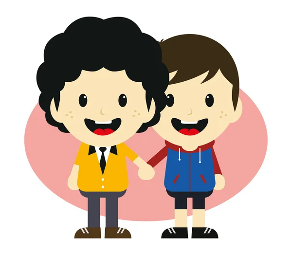 Adorable gay cartoon characters — Stock Vector