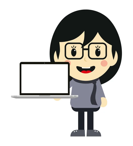 Affärskvinna presentation med laptop — Stock vektor