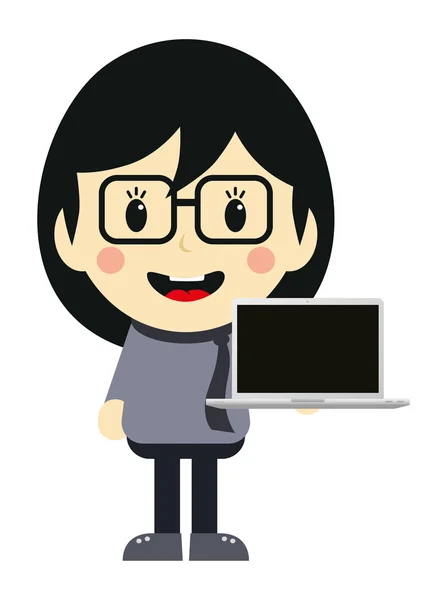Présentation femme d'affaires avec ordinateur portable — Image vectorielle
