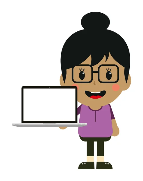 Affärskvinna presentation med laptop — Stock vektor