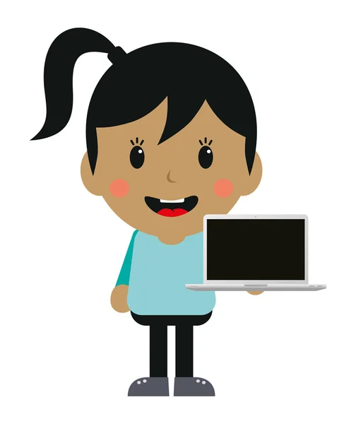 Présentation femme d'affaires avec ordinateur portable — Image vectorielle