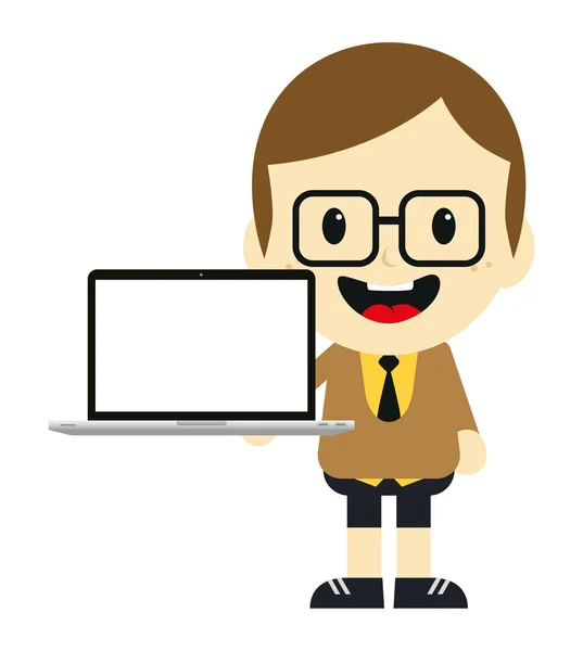 Man with laptop cartoon — Stock Vector