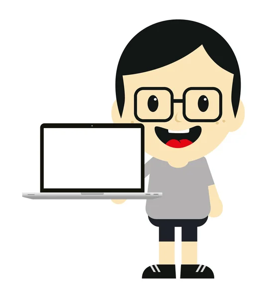 Man with laptop cartoon — Stock Vector