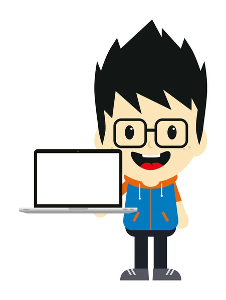 Man with laptop cartoon — Stock Vector