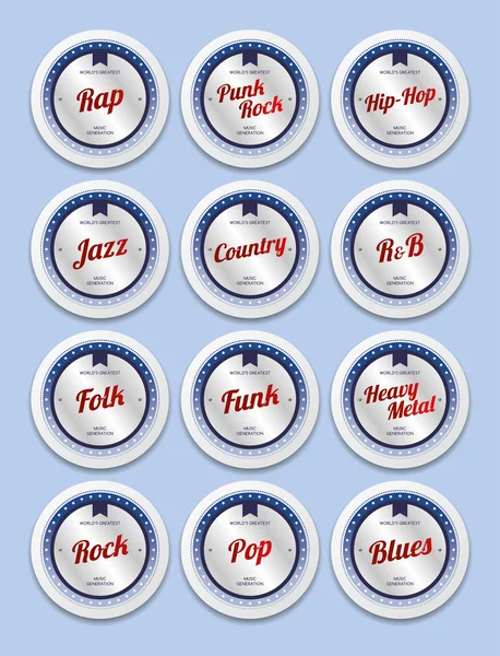 Stickers étiquette de musique ensemble — Image vectorielle