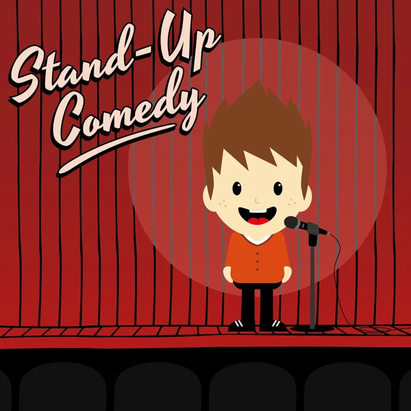Pria stand up comedian - Stok Vektor