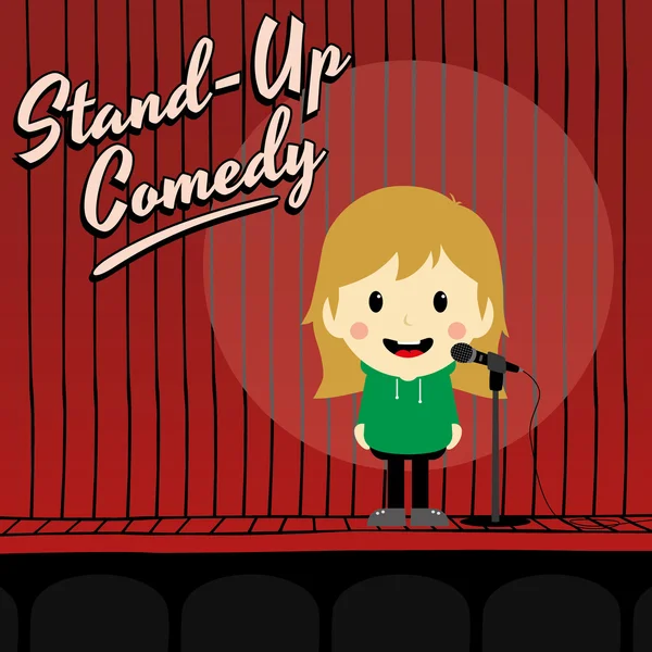 Female stand up comedian — Stock Vector