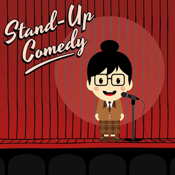 Weibliche Stand-up-Komikerin — Stockvektor