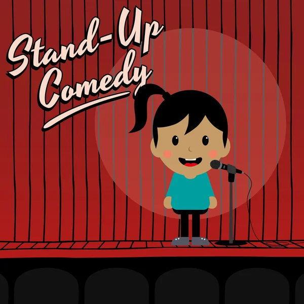 Female stand up comedian — Stock Vector