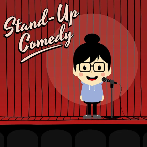 Feminino stand up comediante — Vetor de Stock