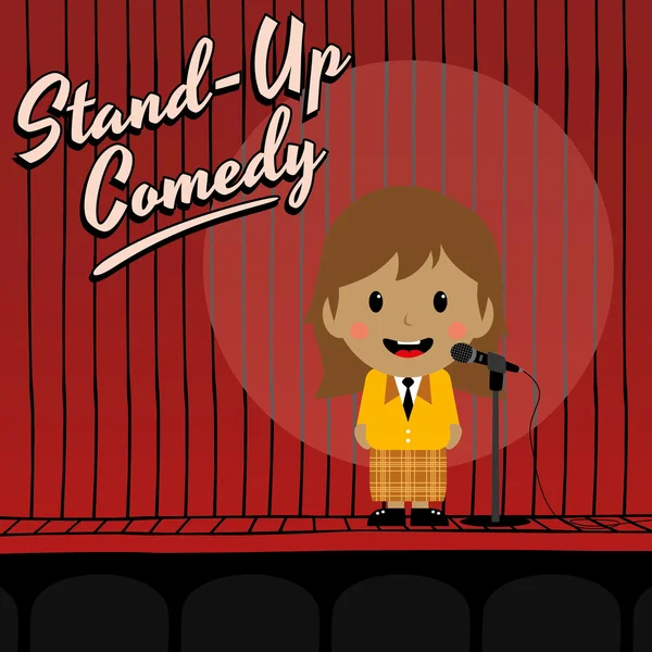 Female stand up comedian — Stock Vector