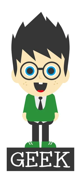 Geek boy cartoon character — Stock Vector