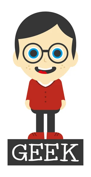 Geek jongen stripfiguur — Stockvector