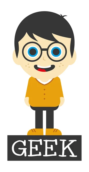 Персонаж мультфильма Geek Boy — стоковый вектор