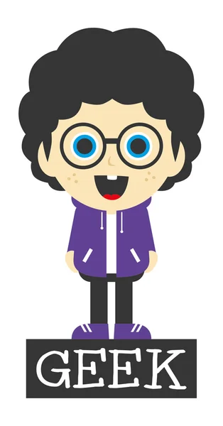 Geek boy cartoon character – stockvektor