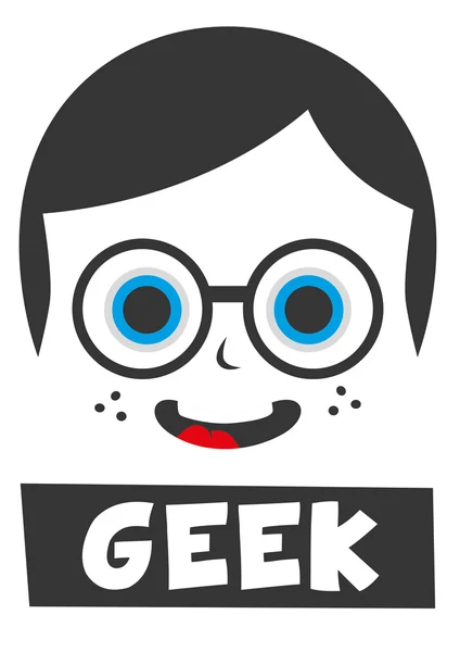 Caráter dos desenhos animados do menino geek — Vetor de Stock
