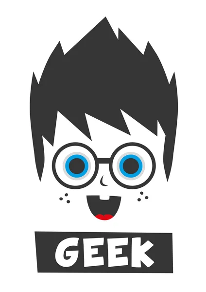 Caráter dos desenhos animados do menino geek —  Vetores de Stock