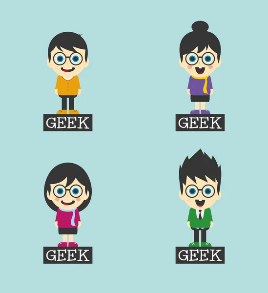 Geek çizgi film karakteri Tema — Stok Vektör