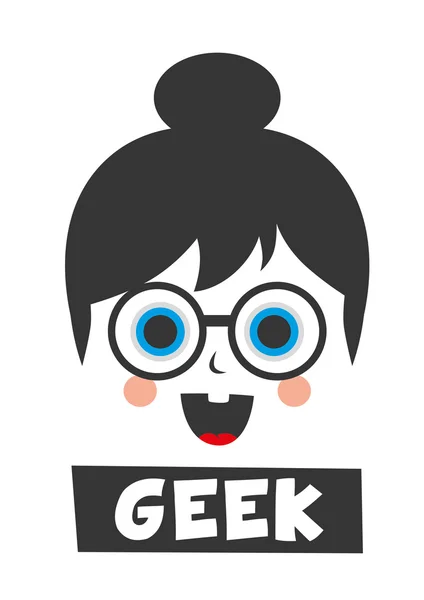 Geek Kız çizgi film karakteri — Stok Vektör