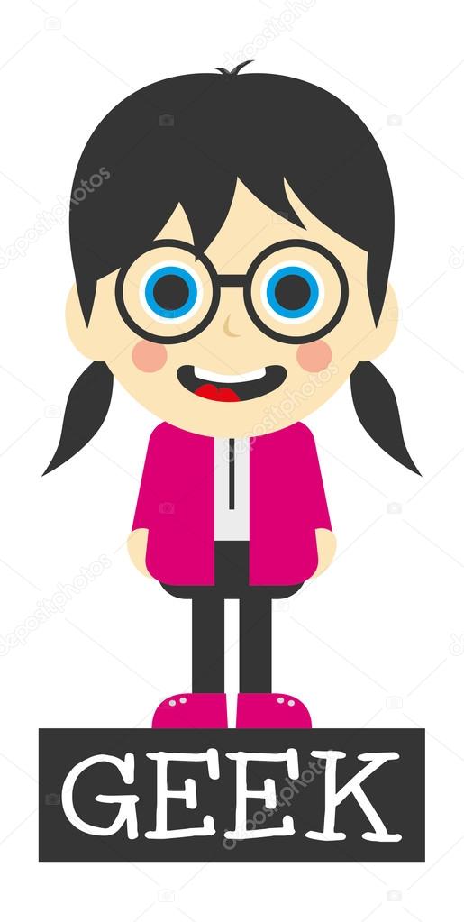Geek girl cartoon character