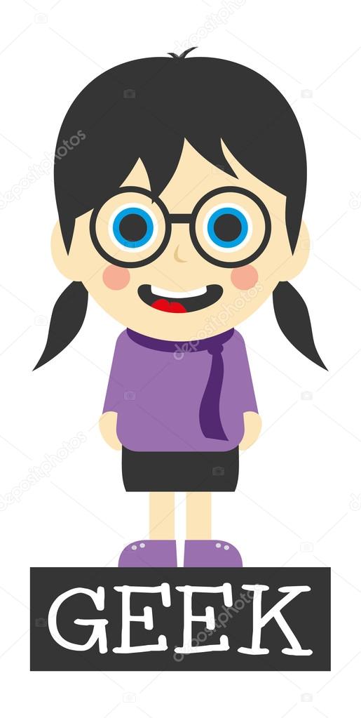 Geek girl cartoon character